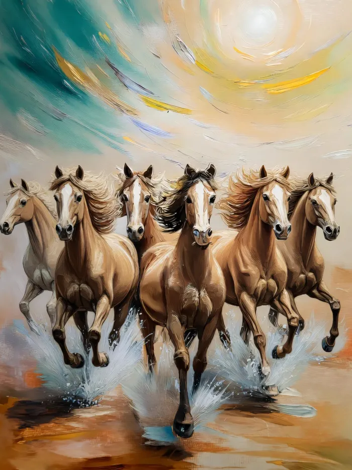 Vastu Seven Horses Portrait Canvas | PrintPosters.in